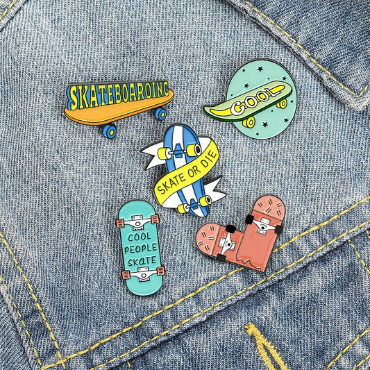 Skateboard Denim Badge - Real Life, True Hearts